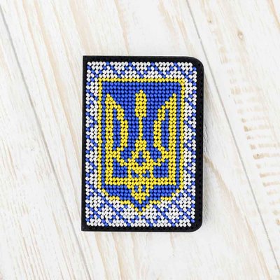 Bead embroidery kit on artificial leather ID Passport Cover FLBB-063