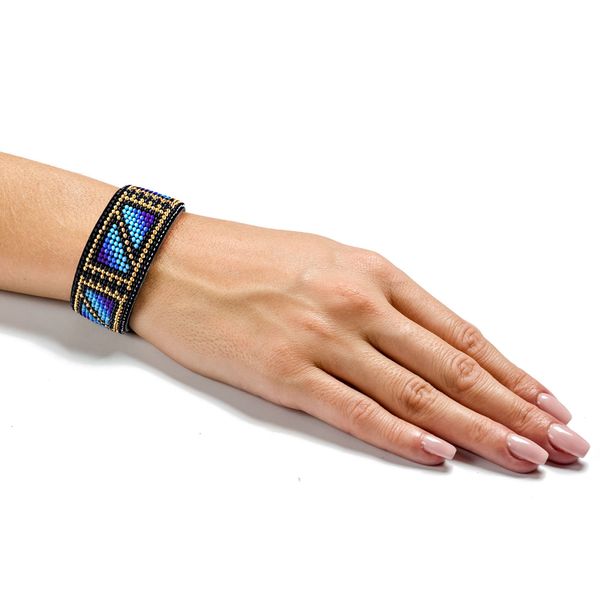 Bead embroidery kit on artificial leather Bracelet (3х22cm) FLBB-028 Black
