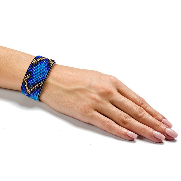 Bead embroidery kit on artificial leather Bracelet (3х22cm) FLBB-029 Black