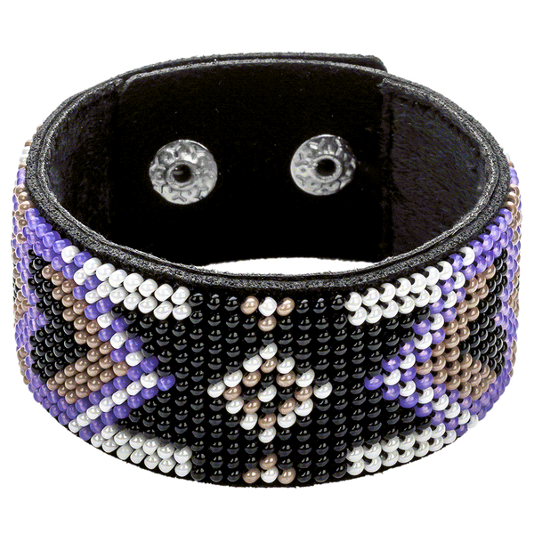 Bead embroidery kit on artificial leather Bracelet (3х22cm) FLBB-030 Black