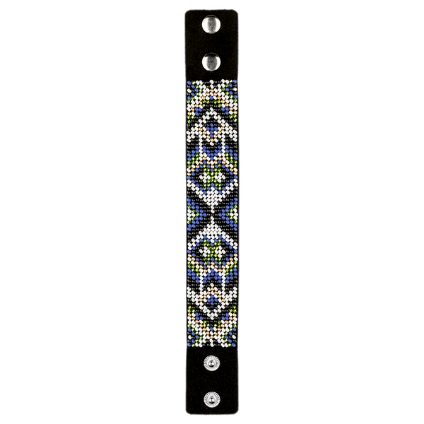 Bead embroidery kit on artificial leather Bracelet (3х22cm) FLBB-031 Black