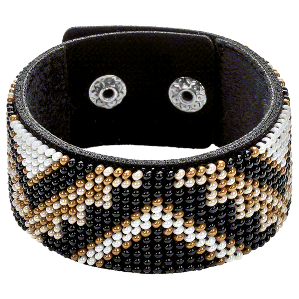 Bead embroidery kit on artificial leather Bracelet (3х22cm) FLBB-032 Black
