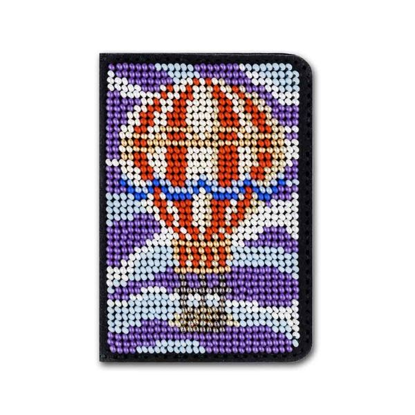 Bead embroidery kit on artificial leather ID Passport Cover FLBB-068
