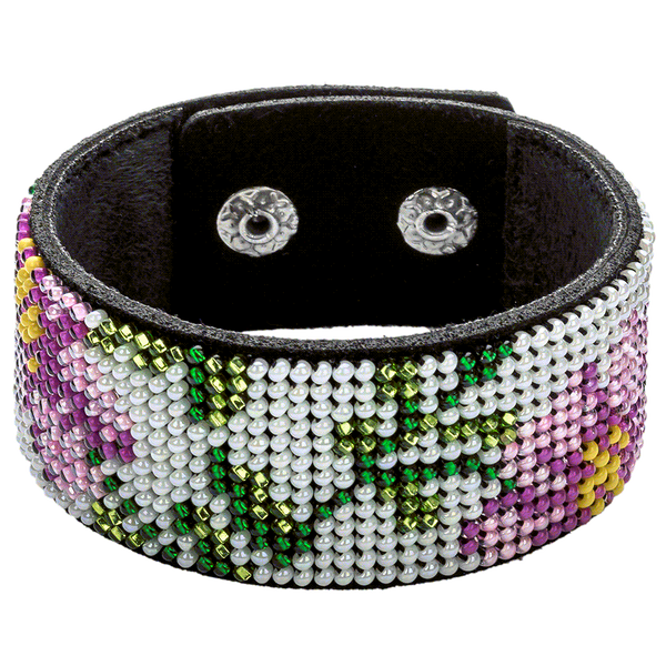 Bead embroidery kit on artificial leather Bracelet (3х22cm) FLBB-034 Black