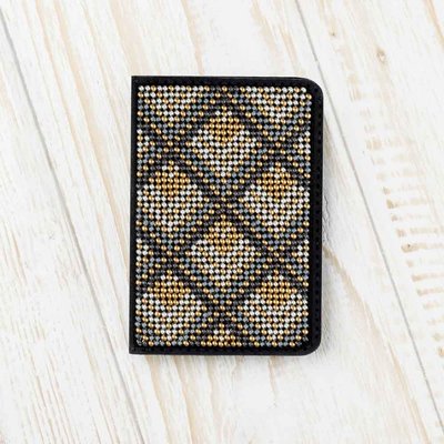 Bead embroidery kit on artificial leather ID Passport Cover FLBB-070