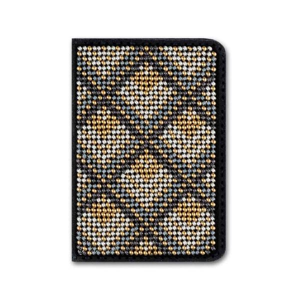 Bead embroidery kit on artificial leather ID Passport Cover FLBB-070