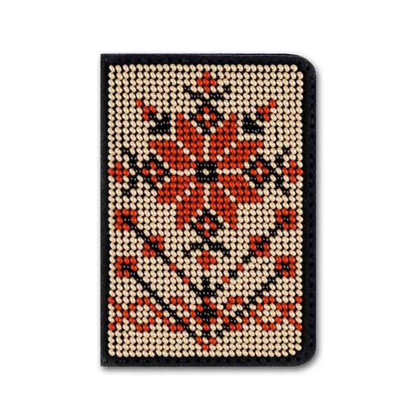 Bead embroidery kit on artificial leather ID Passport Cover FLBB-071