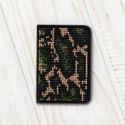 Bead embroidery kit on artificial leather ID Passport Cover FLBB-072
