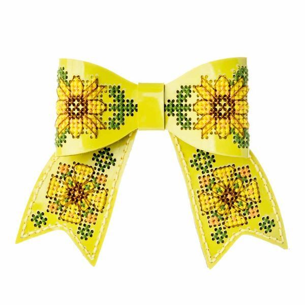 Набор для вышивания нитками на искусственной коже &laquo;Заколка для волос &ndash; Подсолнухи&raquo; FLHL-108 Желтый