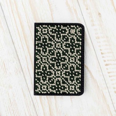 Bead embroidery kit on artificial leather ID Passport Cover FLBB-074