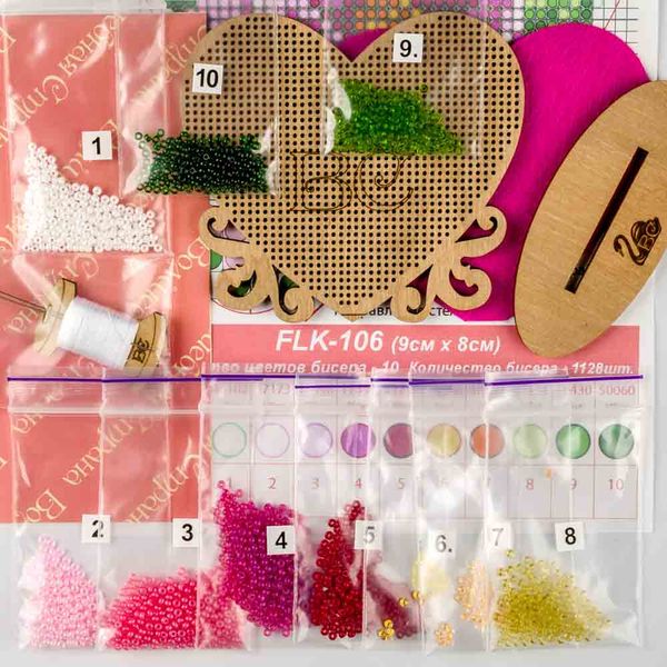 Bead embroidery kit on wood FLK-106