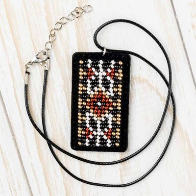 Bead embroidery kit on artificial leather Pendant FLBB-075