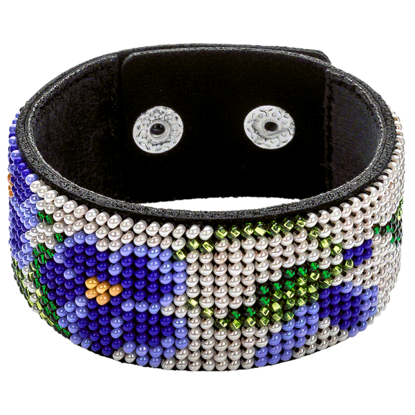 Bead embroidery kit on artificial leather Bracelet (3х22cm) FLBB-040 Black