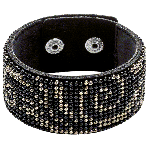 Bead embroidery kit on artificial leather Bracelet (3х22cm) FLBB-041 Black