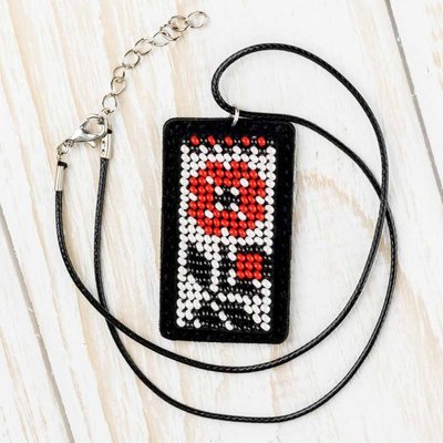 Bead embroidery kit on artificial leather Pendant FLBB-077
