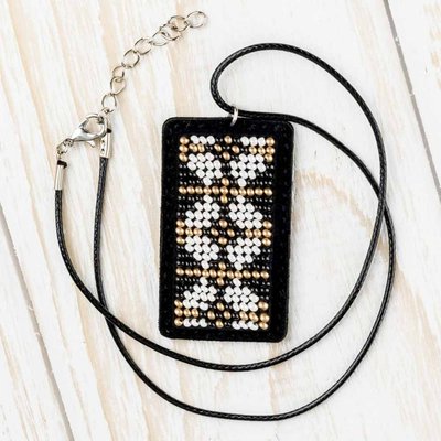 Bead embroidery kit on artificial leather Pendant FLBB-078
