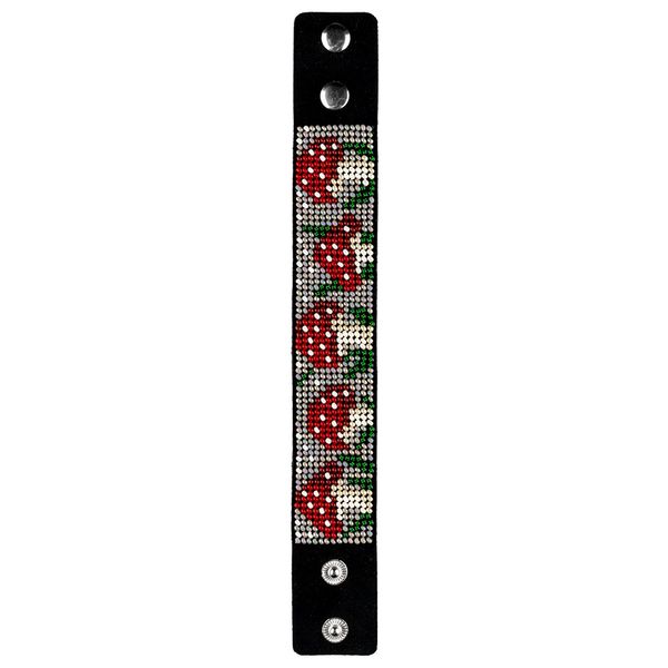 Bead embroidery kit on artificial leather Bracelet (3х22cm) FLBB-043 Black
