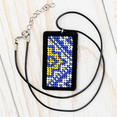 Bead embroidery kit on artificial leather Pendant FLBB-080