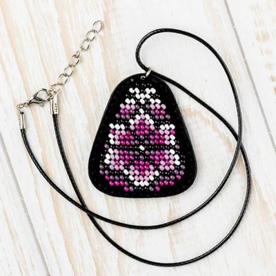 Bead embroidery kit on artificial leather Pendant FLBB-081