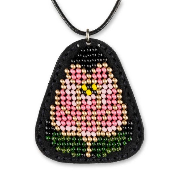 Bead embroidery kit on artificial leather Pendant FLBB-083