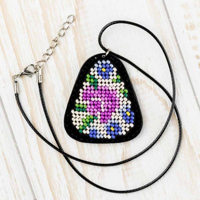 Bead embroidery kit on artificial leather Pendant FLBB-086