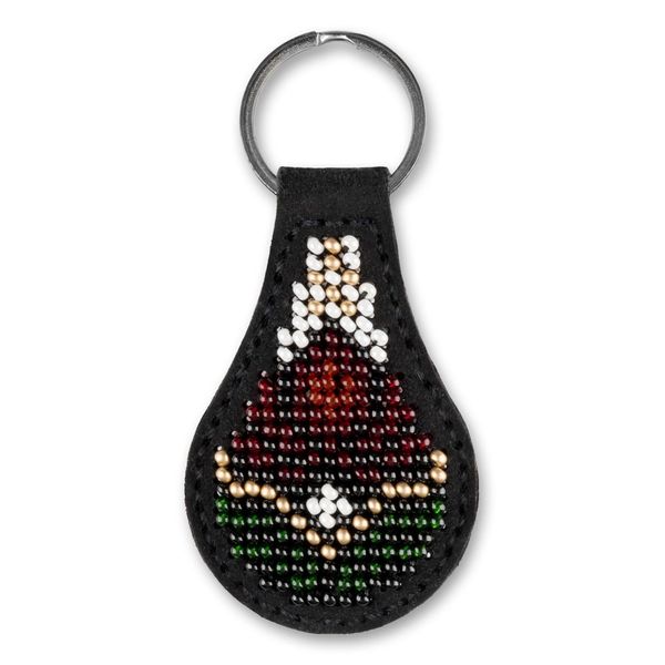 Bead embroidery kit on artificial leather Key ring FLBB-087