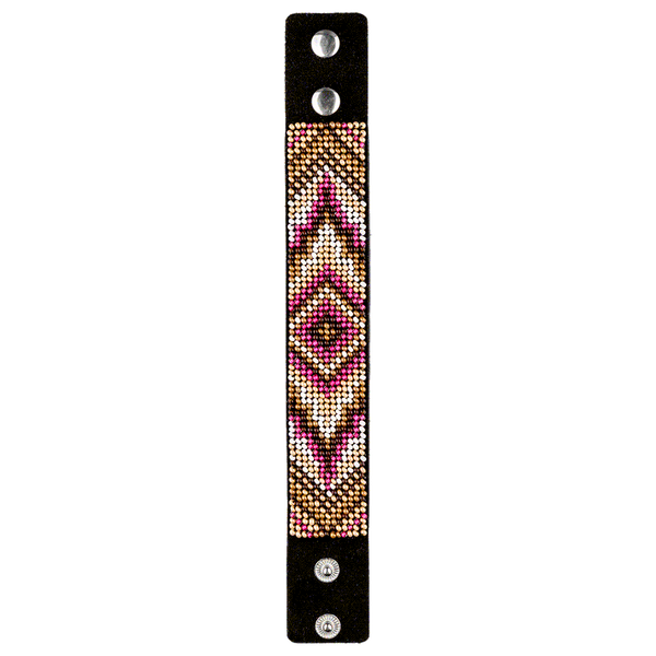 Bead embroidery kit on artificial leather Bracelet (3х22cm) FLBB-017 Black