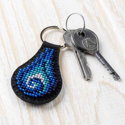 Bead embroidery kit on artificial leather Key ring FLBB-088