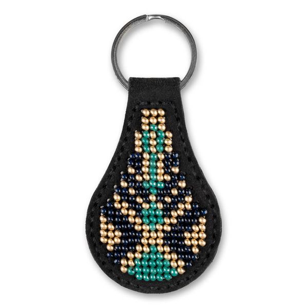 Bead embroidery kit on artificial leather Key ring FLBB-089