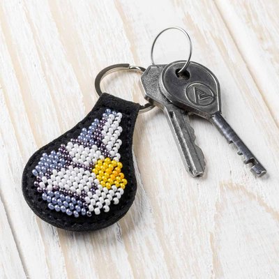 Bead embroidery kit on artificial leather Key ring FLBB-090