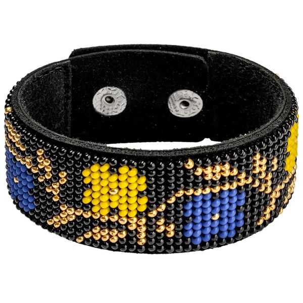 Bead embroidery kit on artificial leather Bracelet (3х22cm) FLBB-005 Black