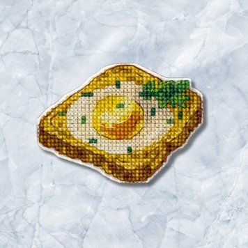 Plastic Cross-Stitch Kit – "Toast with Egg" (Double-Sided) FLX-080