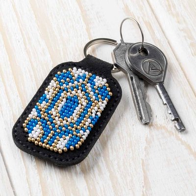 Bead embroidery kit on artificial leather Key ring FLBB-093