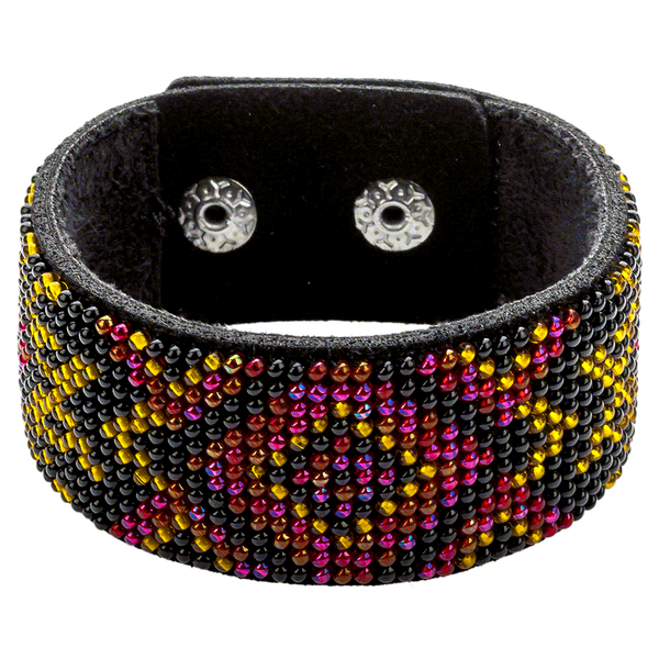 Bead embroidery kit on artificial leather Bracelet (3х22cm) FLBB-009 Black