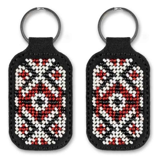 Bead embroidery kit on artificial leather Key ring FLBB-095