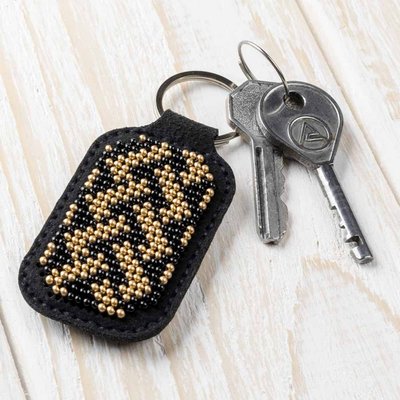 Bead embroidery kit on artificial leather Key ring FLBB-096