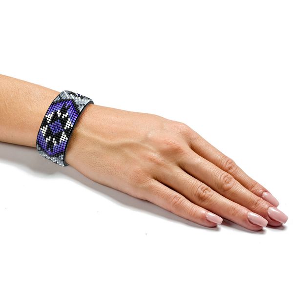 Bead embroidery kit on artificial leather Bracelet (3х22cm) FLBB-012 Black