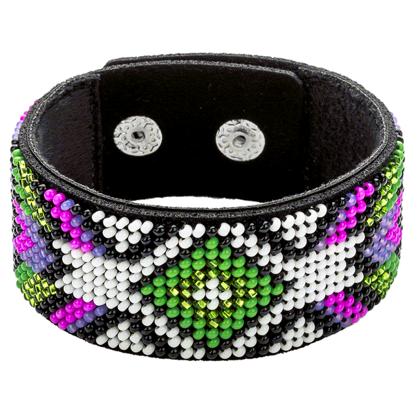 Bead embroidery kit on artificial leather Bracelet (3х22cm) FLBB-013 Black