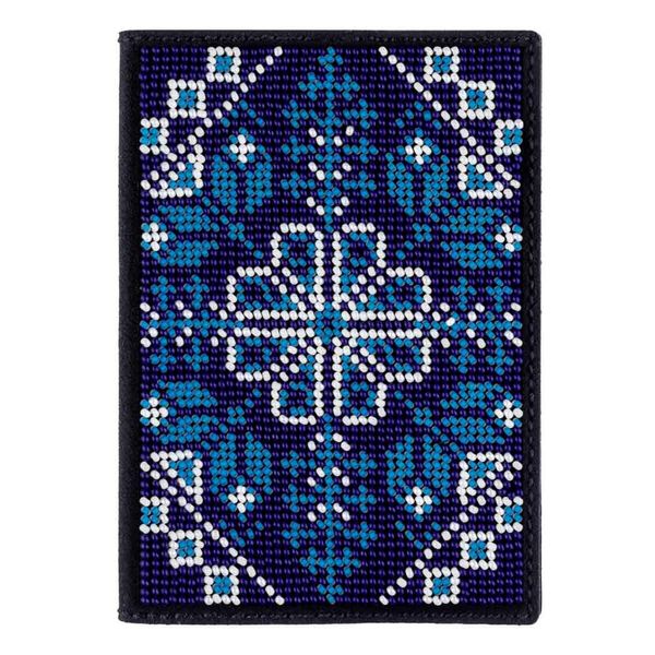 Bead embroidery kit on artificial leather Passport cover FLBB-055
