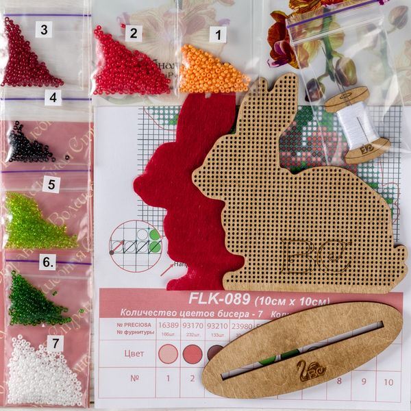 Bead embroidery kit on wood FLK-089